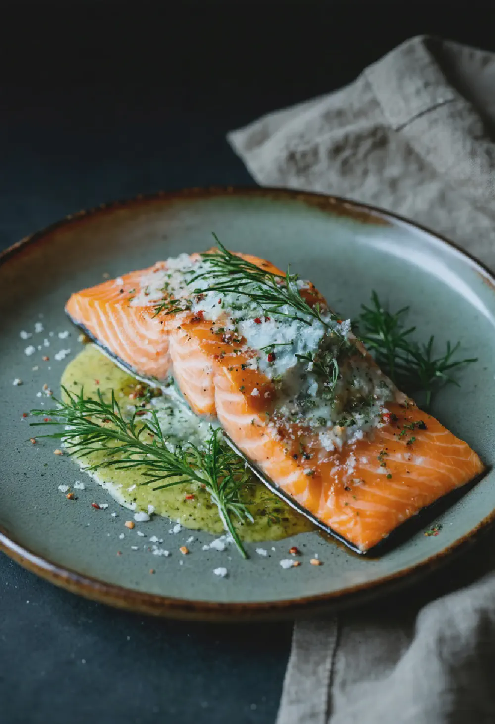 Baked Salmon with Dill Sauce