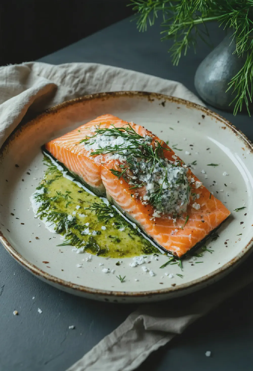 Baked Salmon with Dill Sauce
