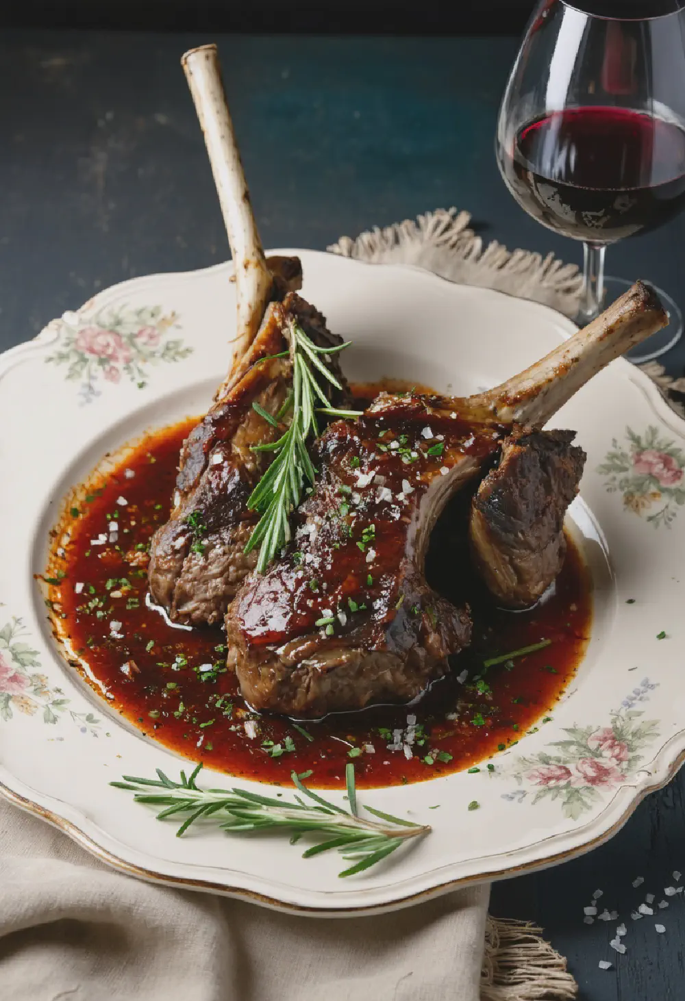 Braised Lamb Shanks with Red Wine and Rosemary