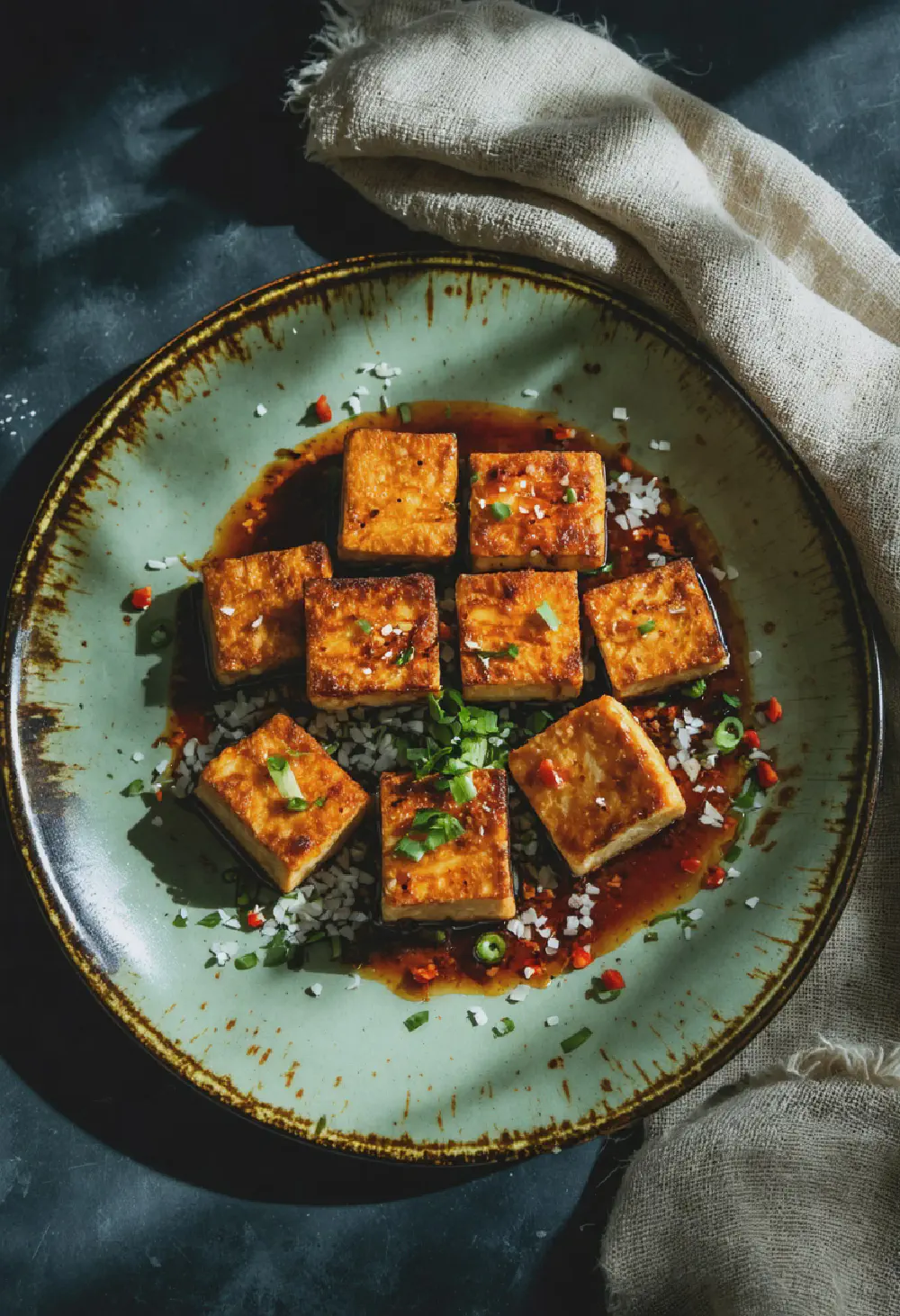 Crispy Tofu with Spicy Garlic Sauce