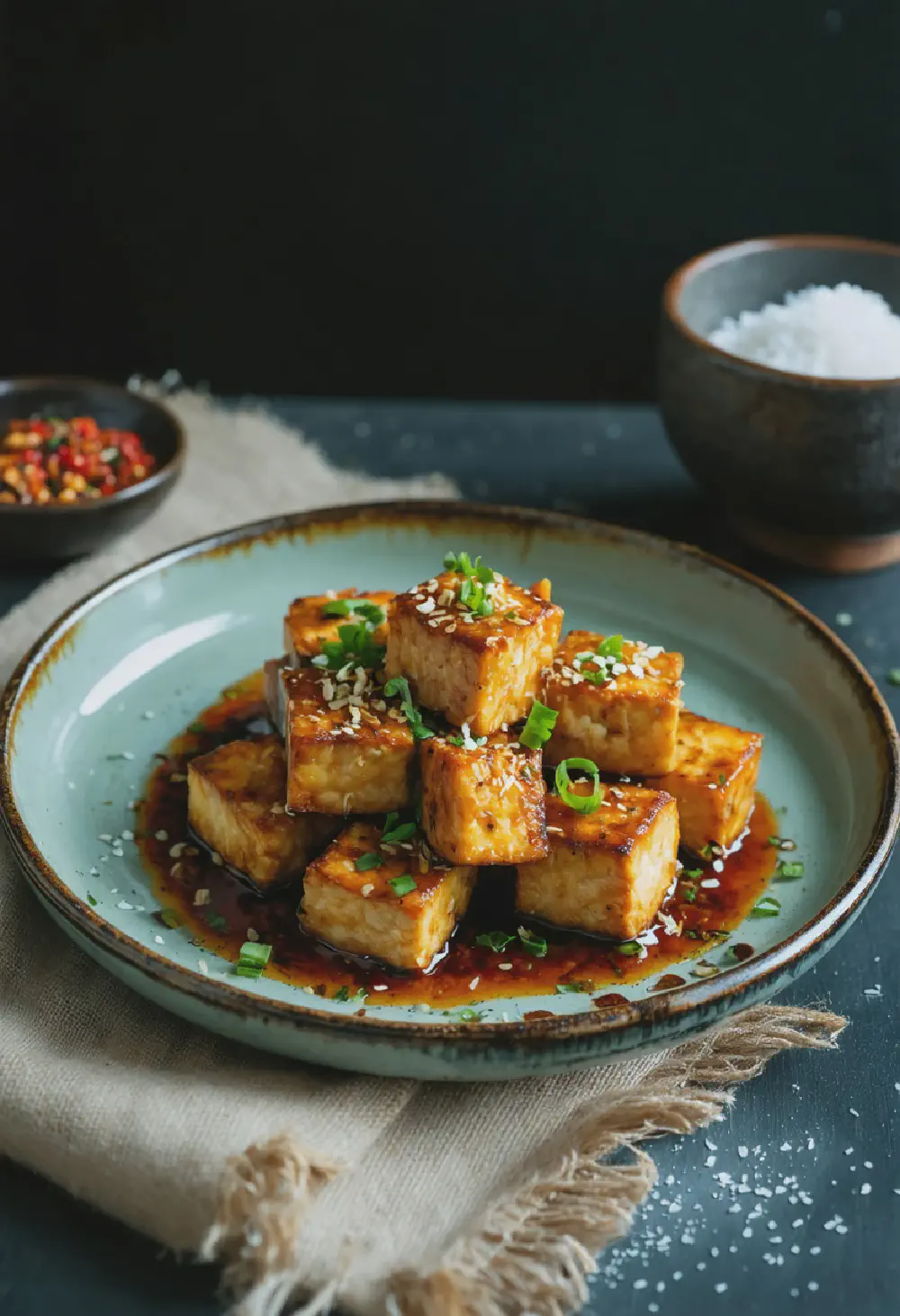 Crispy Tofu with Spicy Garlic Sauce