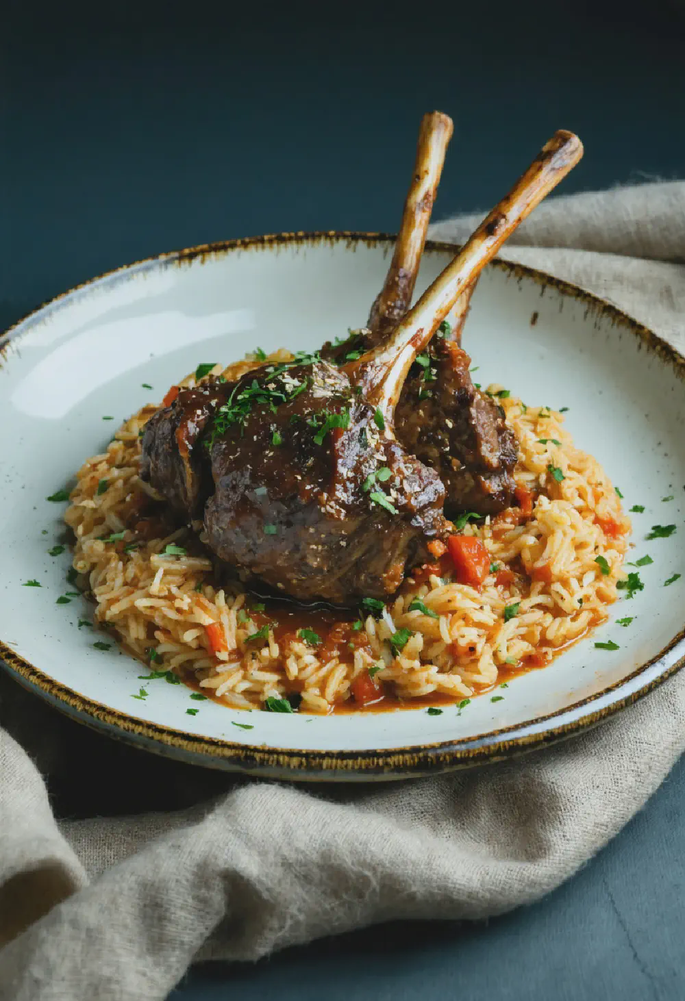 Greek-Style Braised Lamb Shanks with Orzo