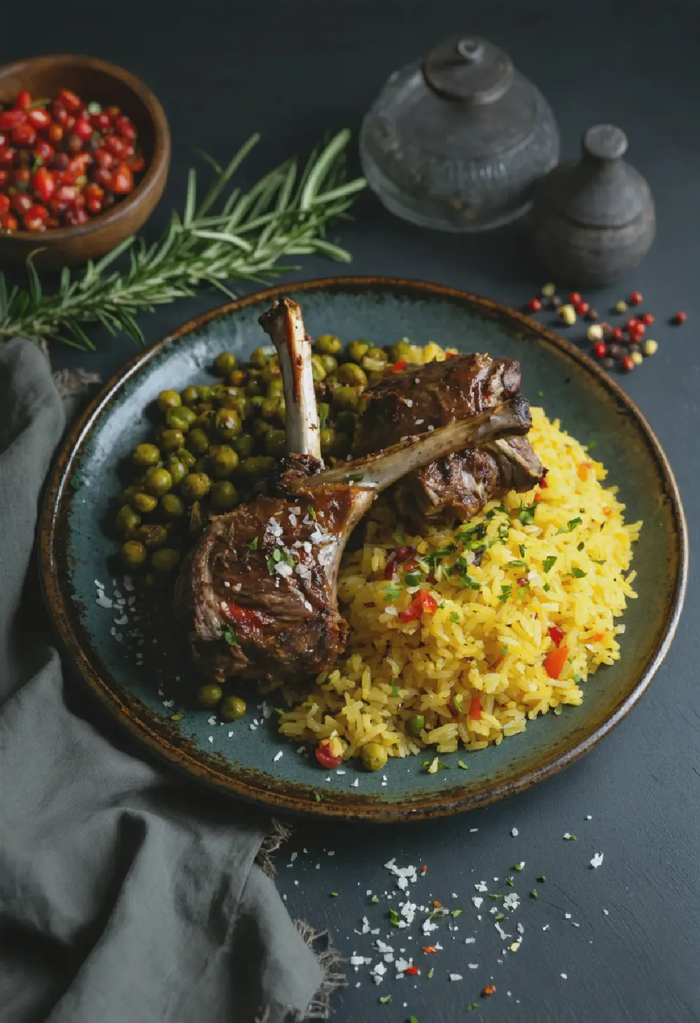 Jamaican Jerk Lamb Shanks with Rice and Peas